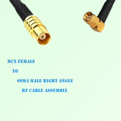 MCX Female to SSMA Male Right Angle RF Cable Assembly