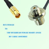 MCX Female to UHF Bulkhead Female Right Angle RF Cable Assembly MCX Female to UHF Bulkhead Female Right Angle RF Cable Assembly