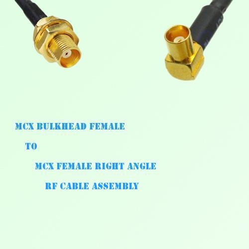 MCX Bulkhead Female to MCX Female Right Angle RF Cable Assembly