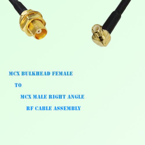 MCX Bulkhead Female to MCX Male Right Angle RF Cable Assembly MCX Bulkhead Female to MCX Male Right Angle RF Cable Assembly