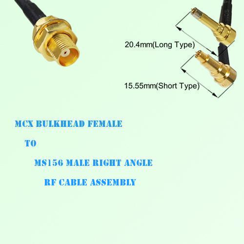 MCX Bulkhead Female to MS156 Male Right Angle RF Cable Assembly MCX Bulkhead Female to MS156 Male Right Angle RF Cable Assembly