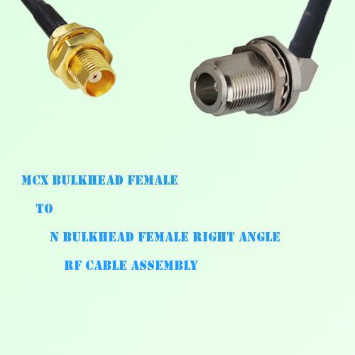 MCX Bulkhead Female to N Bulkhead Female Right Angle RF Cable Assembly