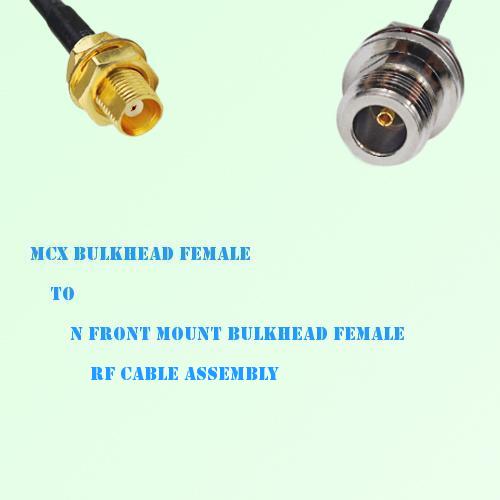 MCX Bulkhead Female to N Front Mount Bulkhead Female RF Cable Assembly MCX Bulkhead Female to N Front Mount Bulkhead Female RF Cable Assembly