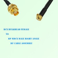 MCX Bulkhead Female to RP MMCX Male Right Angle RF Cable Assembly
