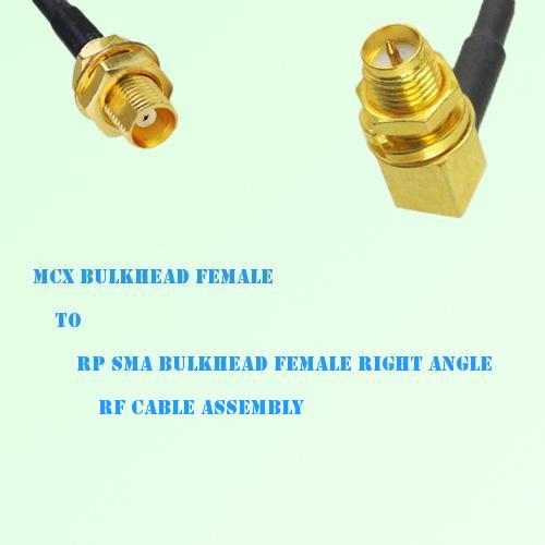 MCX Bulkhead Female to RP SMA Bulkhead Female R/A RF Cable Assembly