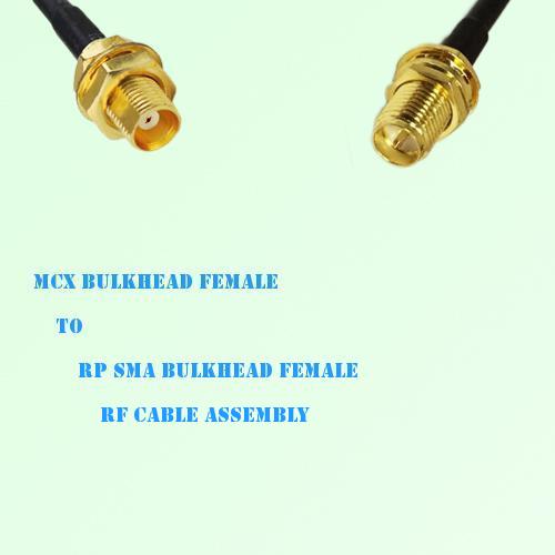 MCX Bulkhead Female to RP SMA Bulkhead Female RF Cable Assembly