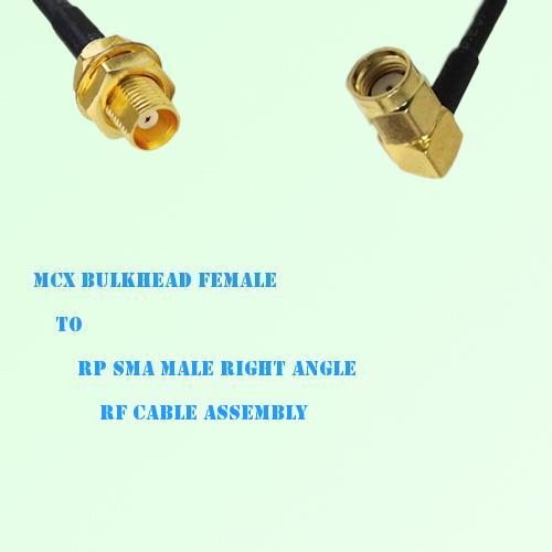 MCX Bulkhead Female to RP SMA Male Right Angle RF Cable Assembly MCX Bulkhead Female to RP SMA Male Right Angle RF Cable Assembly