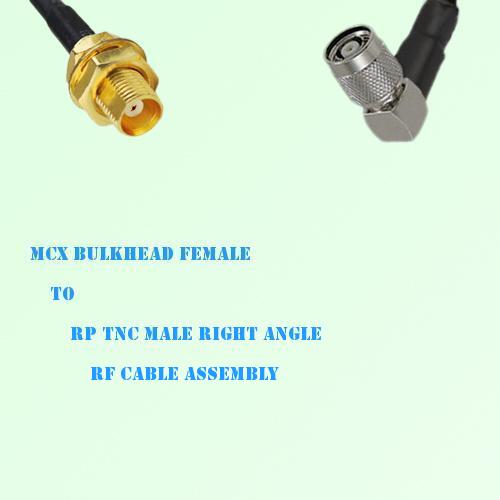 MCX Bulkhead Female to RP TNC Male Right Angle RF Cable Assembly