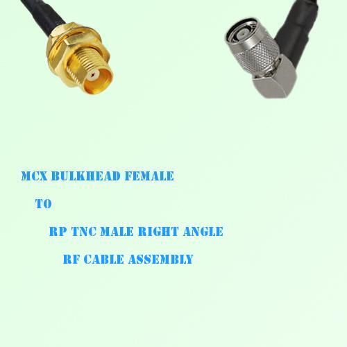MCX Bulkhead Female to RP TNC Male Right Angle RF Cable Assembly MCX Bulkhead Female to RP TNC Male Right Angle RF Cable Assembly