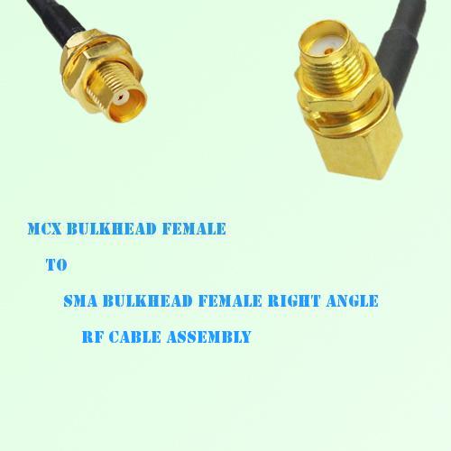 MCX Bulkhead Female to SMA Bulkhead Female R/A RF Cable Assembly