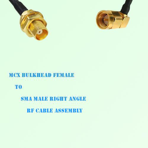 MCX Bulkhead Female to SMA Male Right Angle RF Cable Assembly MCX Bulkhead Female to SMA Male Right Angle RF Cable Assembly