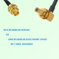 MCX Bulkhead Female to SMB Bulkhead Male Right Angle RF Cable Assembly MCX Bulkhead Female to SMB Bulkhead Male Right Angle RF Cable Assembly