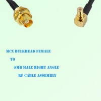 MCX Bulkhead Female to SMB Male Right Angle RF Cable Assembly