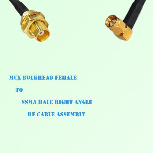 MCX Bulkhead Female to SSMA Male Right Angle RF Cable Assembly