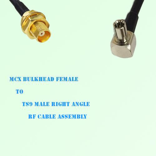 MCX Bulkhead Female to TS9 Male Right Angle RF Cable Assembly