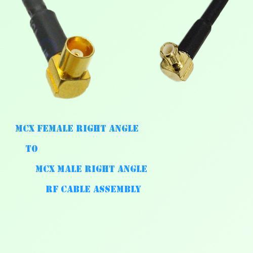 MCX Female Right Angle to MCX Male Right Angle RF Cable Assembly