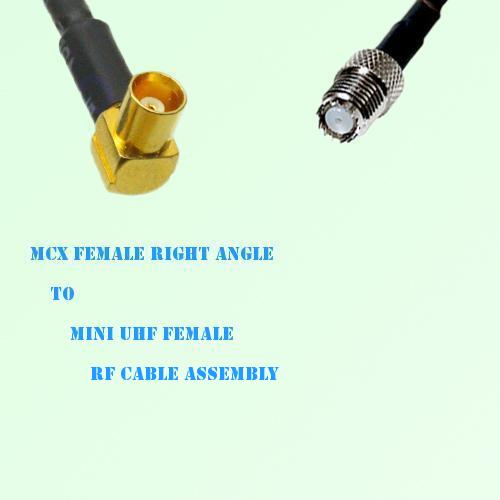 MCX Female Right Angle to Mini UHF Female RF Cable Assembly