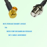 MCX Female Right Angle to Mini UHF Bulkhead Female RF Cable Assembly