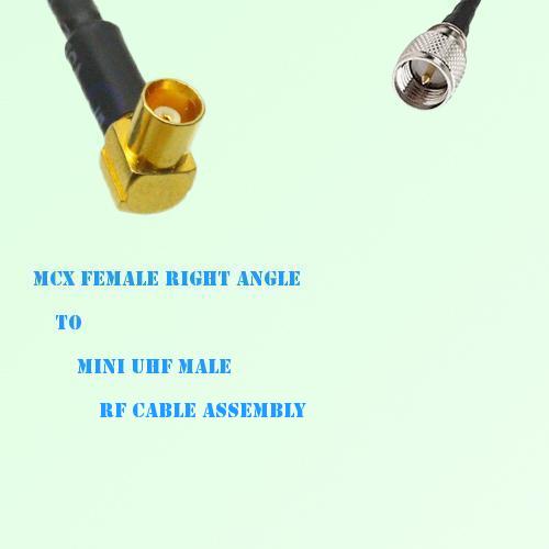 MCX Female Right Angle to Mini UHF Male RF Cable Assembly MCX Female Right Angle to Mini UHF Male RF Cable Assembly