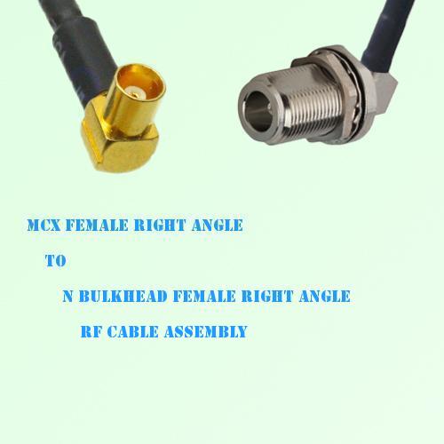 MCX Female R/A to N Bulkhead Female R/A RF Cable Assembly