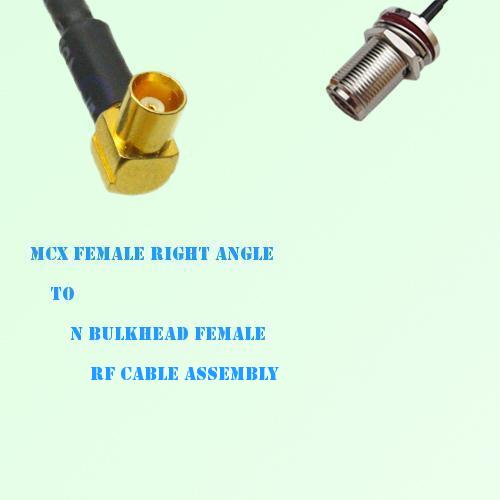 MCX Female Right Angle to N Bulkhead Female RF Cable Assembly MCX Female Right Angle to N Bulkhead Female RF Cable Assembly