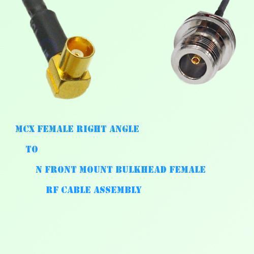 MCX Female R/A to N Front Mount Bulkhead Female RF Cable Assembly MCX Female R/A to N Front Mount Bulkhead Female RF Cable Assembly