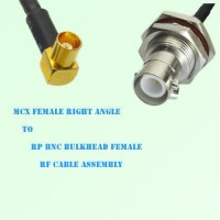 MCX Female Right Angle to RP BNC Bulkhead Female RF Cable Assembly
