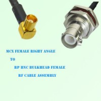 MCX Female Right Angle to RP BNC Bulkhead Female RF Cable Assembly