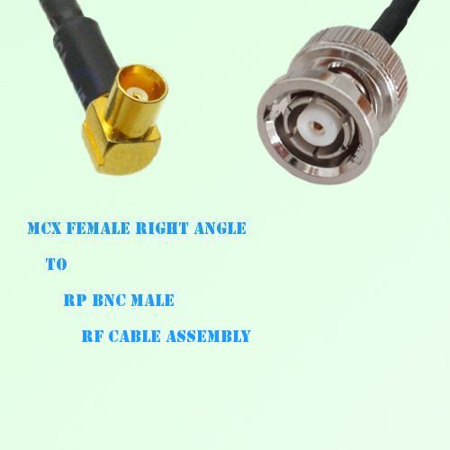 MCX Female Right Angle to RP BNC Male RF Cable Assembly MCX Female Right Angle to RP BNC Male RF Cable Assembly