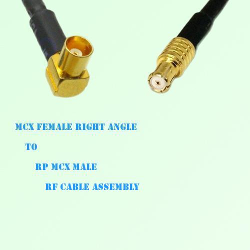 MCX Female Right Angle to RP MCX Male RF Cable Assembly