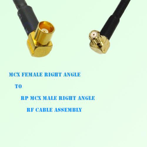 MCX Female Right Angle to RP MCX Male Right Angle RF Cable Assembly