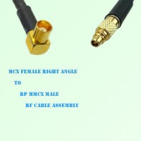 MCX Female Right Angle to RP MMCX Male RF Cable Assembly