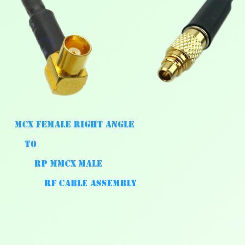 MCX Female Right Angle to RP MMCX Male RF Cable Assembly MCX Female Right Angle to RP MMCX Male RF Cable Assembly