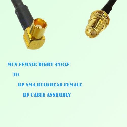 MCX Female Right Angle to RP SMA Bulkhead Female RF Cable Assembly MCX Female Right Angle to RP SMA Bulkhead Female RF Cable Assembly