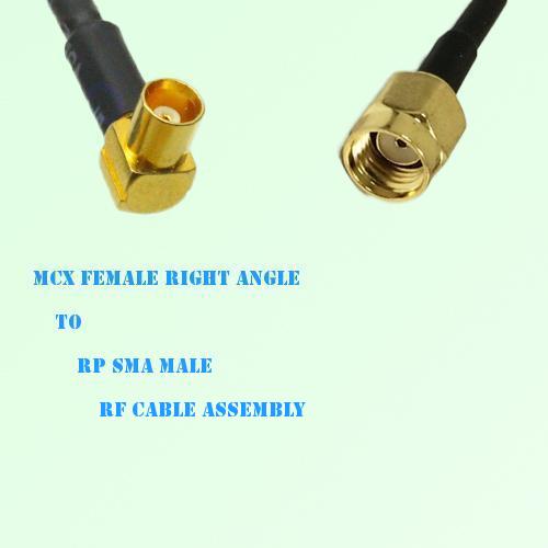 MCX Female Right Angle to RP SMA Male RF Cable Assembly MCX Female Right Angle to RP SMA Male RF Cable Assembly