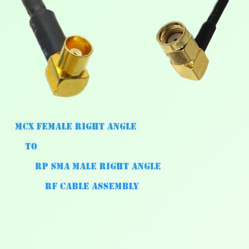 MCX Female Right Angle to RP SMA Male Right Angle RF Cable Assembly