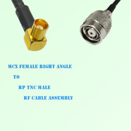 MCX Female Right Angle to RP TNC Male RF Cable Assembly MCX Female Right Angle to RP TNC Male RF Cable Assembly