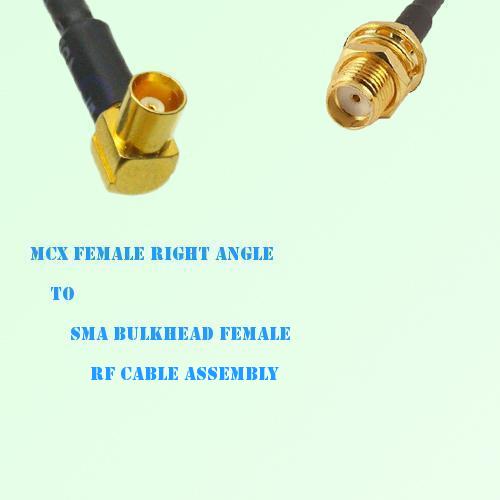 MCX Female Right Angle to SMA Bulkhead Female RF Cable Assembly