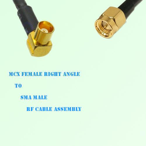 MCX Female Right Angle to SMA Male RF Cable Assembly
