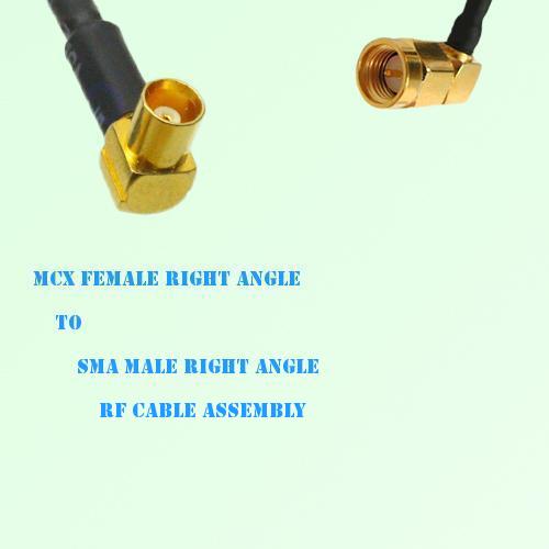MCX Female Right Angle to SMA Male Right Angle RF Cable Assembly