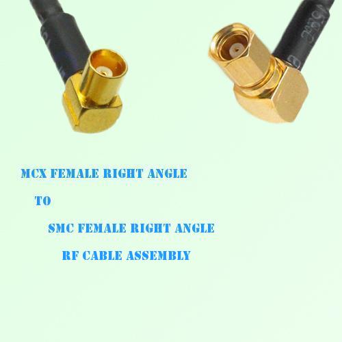MCX Female Right Angle to SMC Female Right Angle RF Cable Assembly