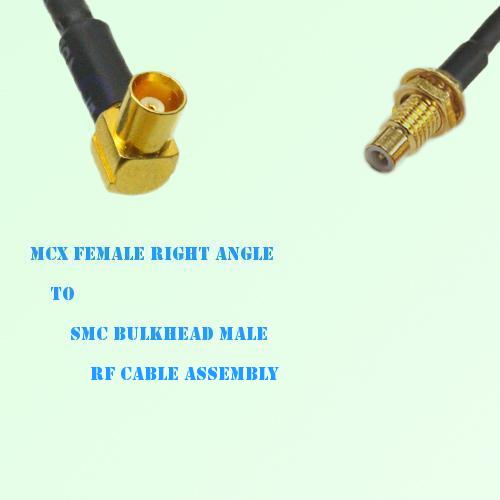 MCX Female Right Angle to SMC Bulkhead Male RF Cable Assembly MCX Female Right Angle to SMC Bulkhead Male RF Cable Assembly