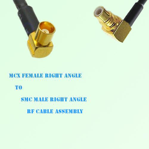 MCX Female Right Angle to SMC Male Right Angle RF Cable Assembly