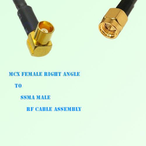 MCX Female Right Angle to SSMA Male RF Cable Assembly