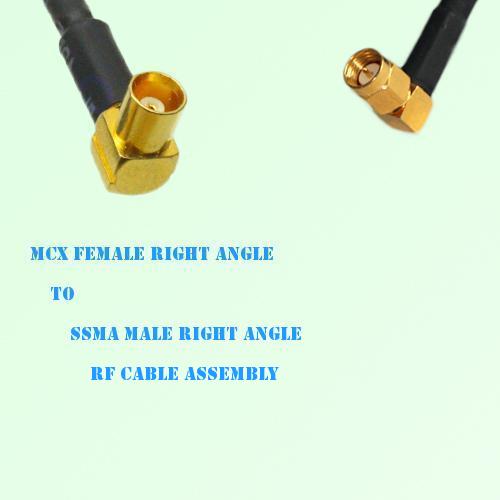 MCX Female Right Angle to SSMA Male Right Angle RF Cable Assembly