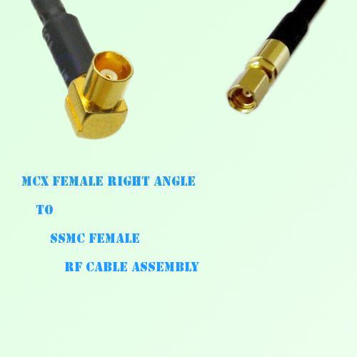 MCX Female Right Angle to SSMC Female RF Cable Assembly MCX Female Right Angle to SSMC Female RF Cable Assembly