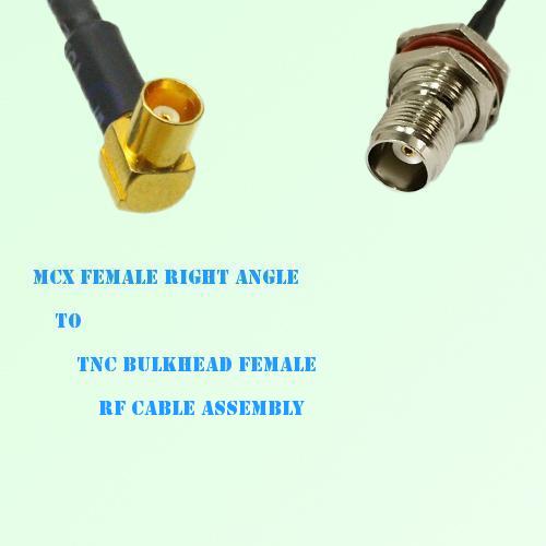 MCX Female Right Angle to TNC Bulkhead Female RF Cable Assembly MCX Female Right Angle to TNC Bulkhead Female RF Cable Assembly