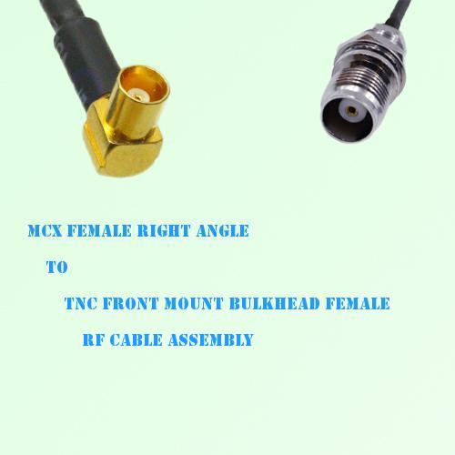 MCX Female R/A to TNC Front Mount Bulkhead Female RF Cable Assembly MCX Female R/A to TNC Front Mount Bulkhead Female RF Cable Assembly