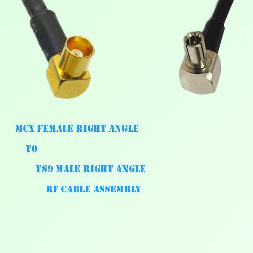 MCX Female Right Angle to TS9 Male Right Angle RF Cable Assembly