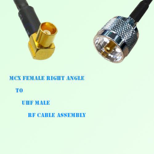 MCX Female Right Angle to UHF Male RF Cable Assembly